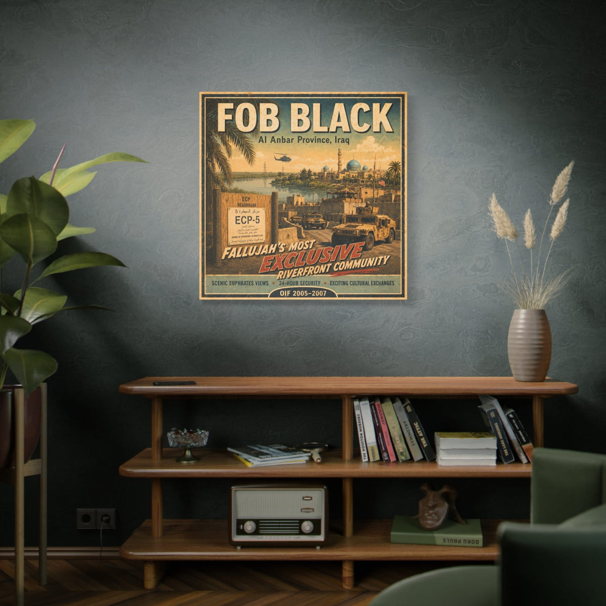 K-Factor Supply Co FOB Black Travel Canvas Wall Art