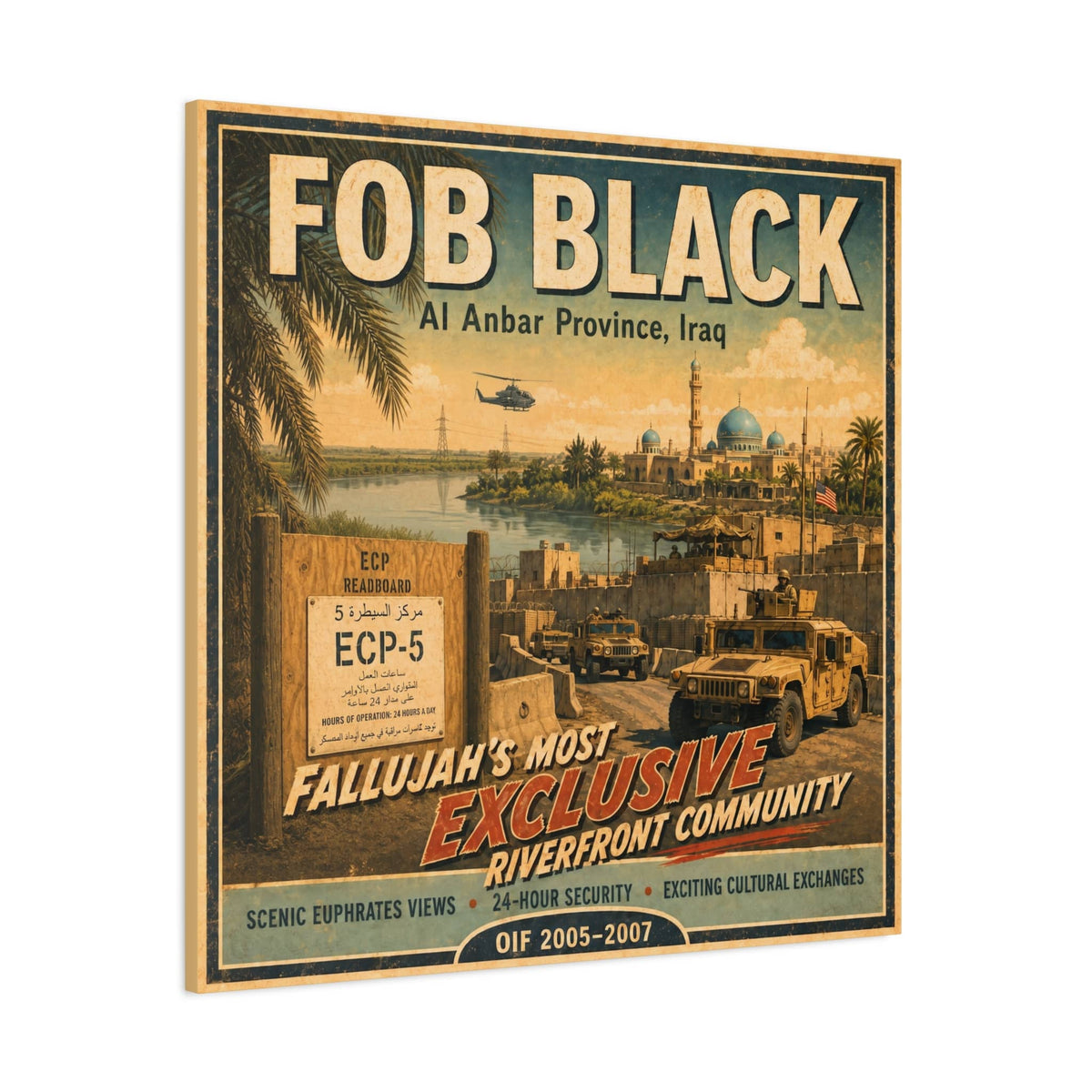 K-Factor Supply Co FOB Black Travel Canvas Wall Art
