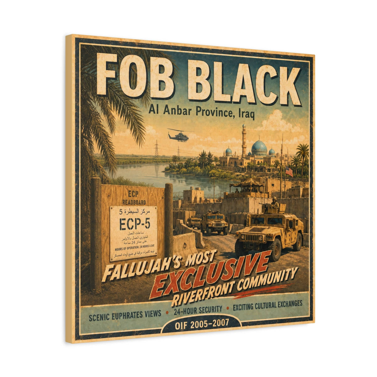 K-Factor Supply Co FOB Black Travel Canvas Wall Art
