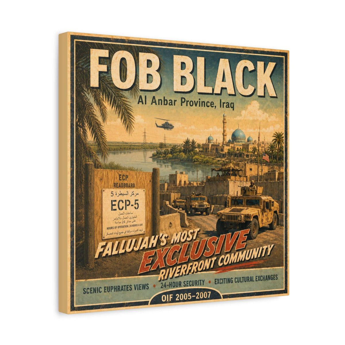 K-Factor Supply Co FOB Black Travel Canvas Wall Art