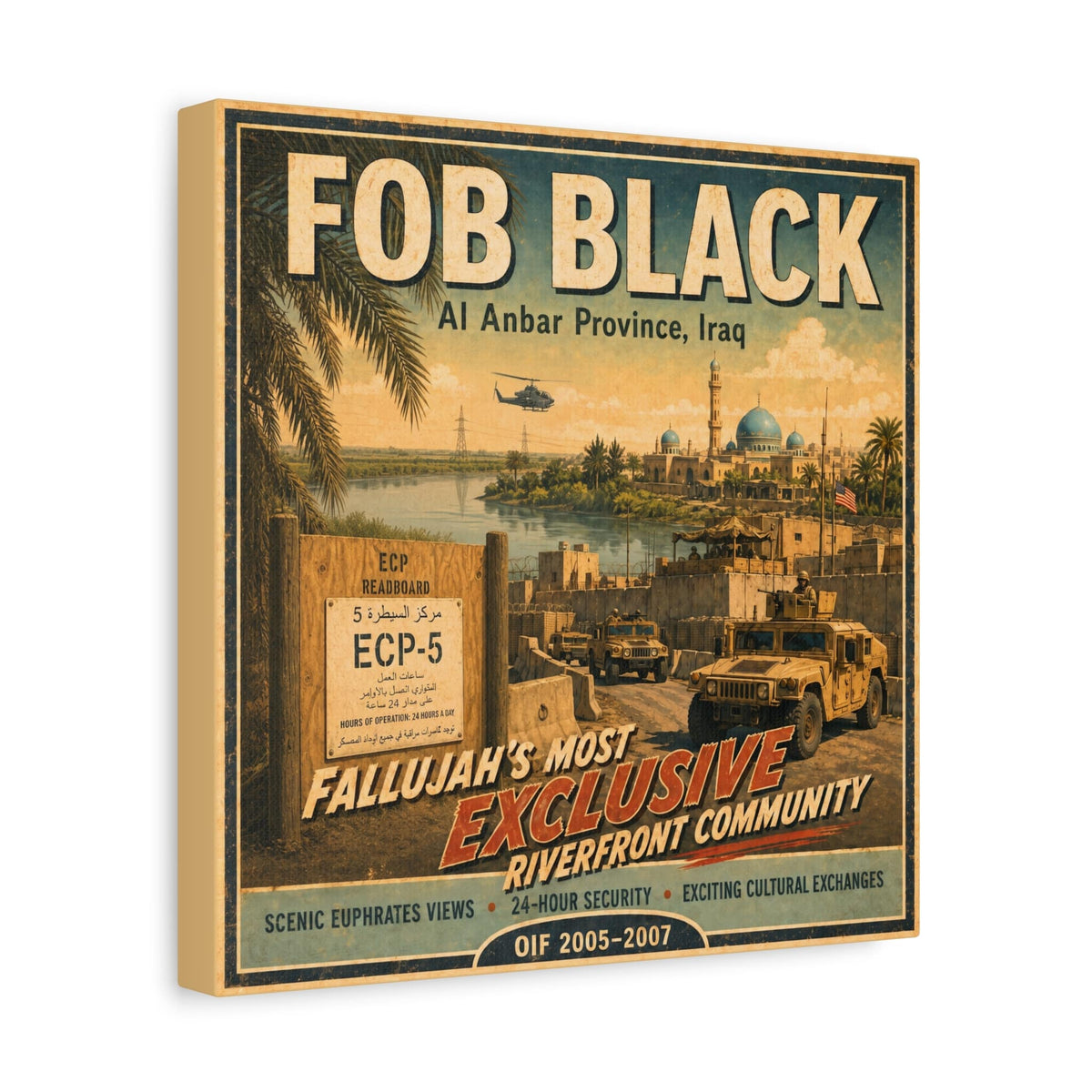 K-Factor Supply Co FOB Black Travel Canvas Wall Art