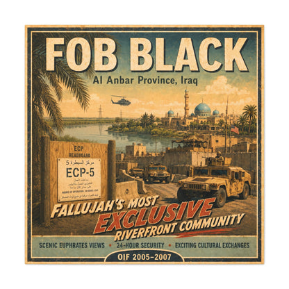 K-Factor Supply Co FOB Black Travel Canvas Wall Art 36" x 36" / 1.25"