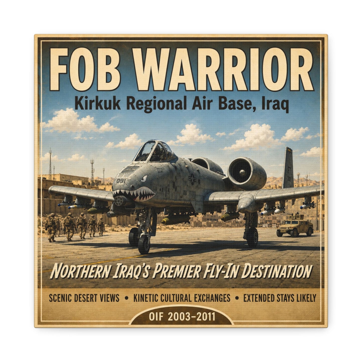 K-Factor Supply Co FOB Warrior (Kirkuk) Travel Canvas Wall Art 12″ x 12″ / 1.25"