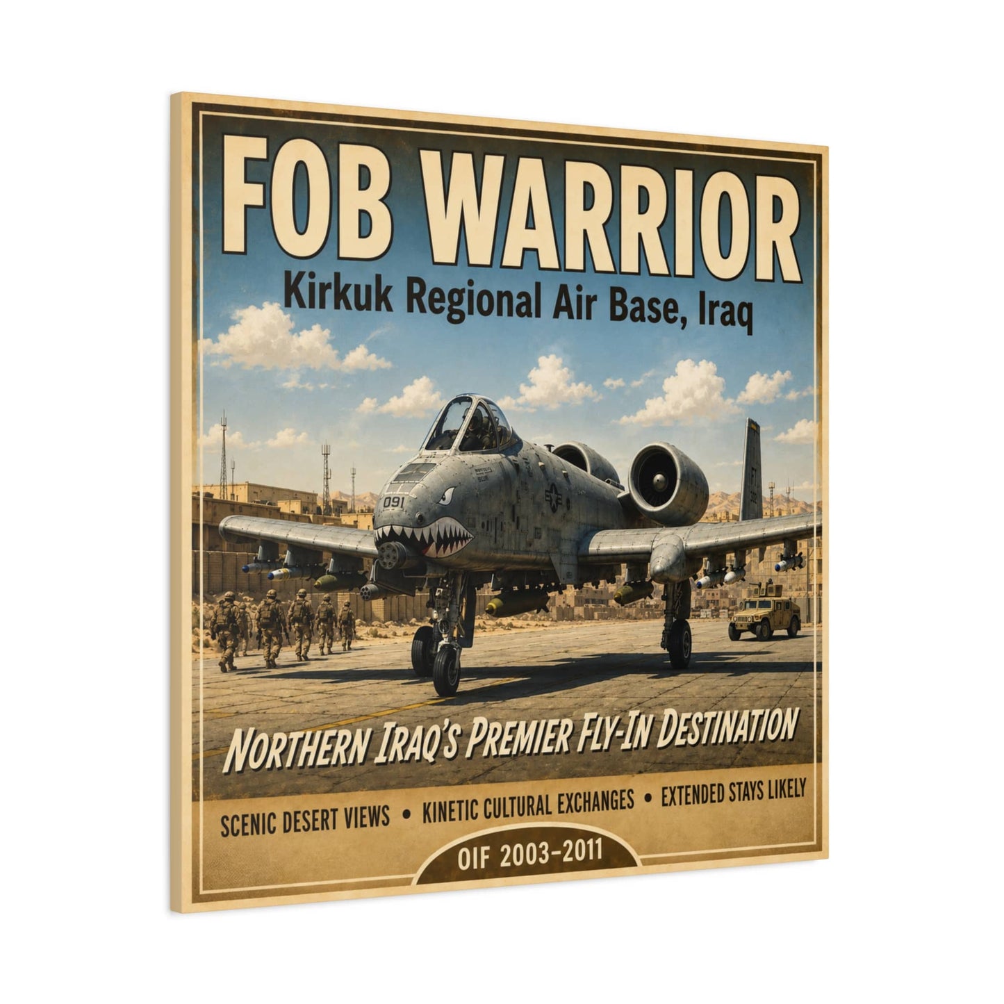 K-Factor Supply Co FOB Warrior (Kirkuk) Travel Canvas Wall Art