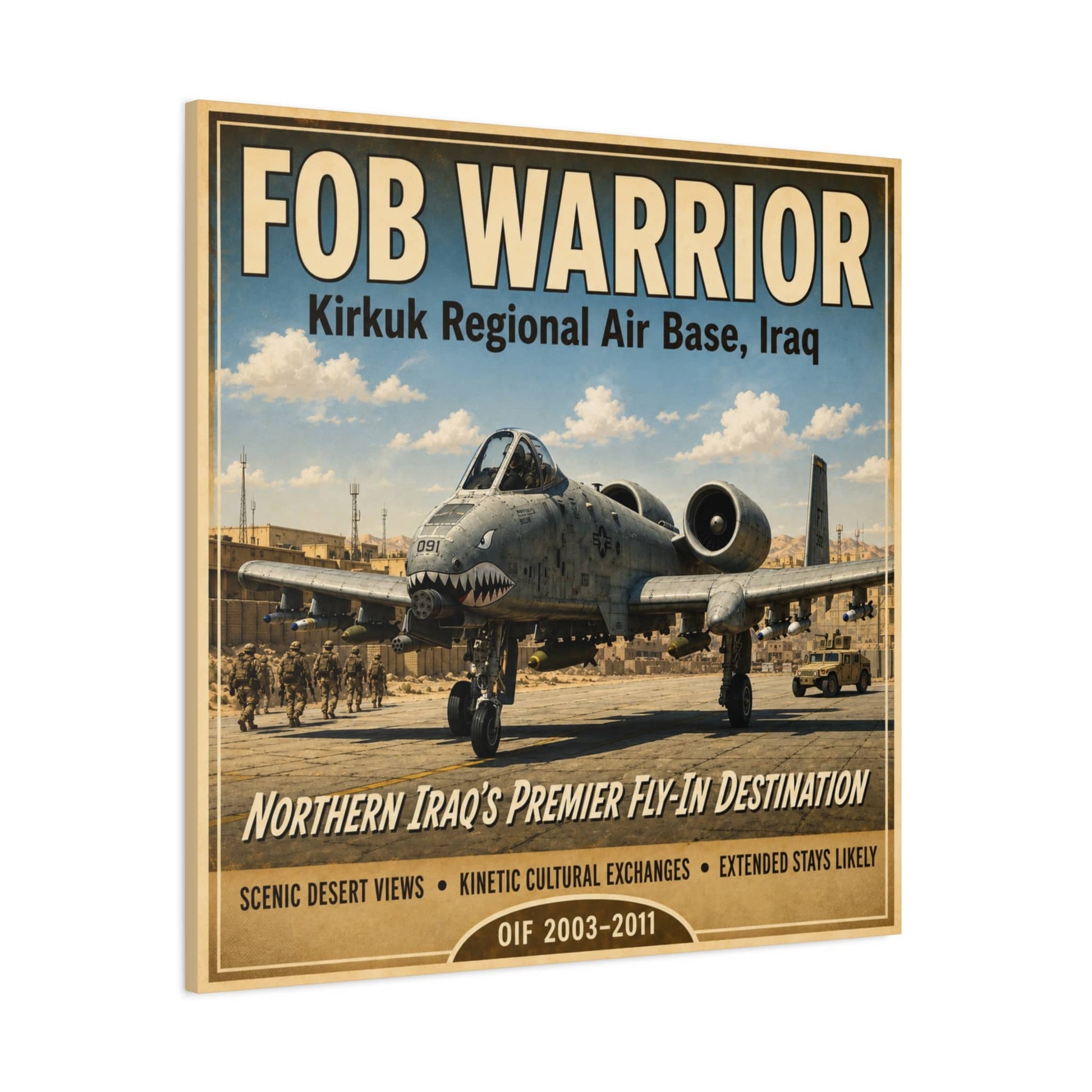K-Factor Supply Co FOB Warrior (Kirkuk) Travel Canvas Wall Art