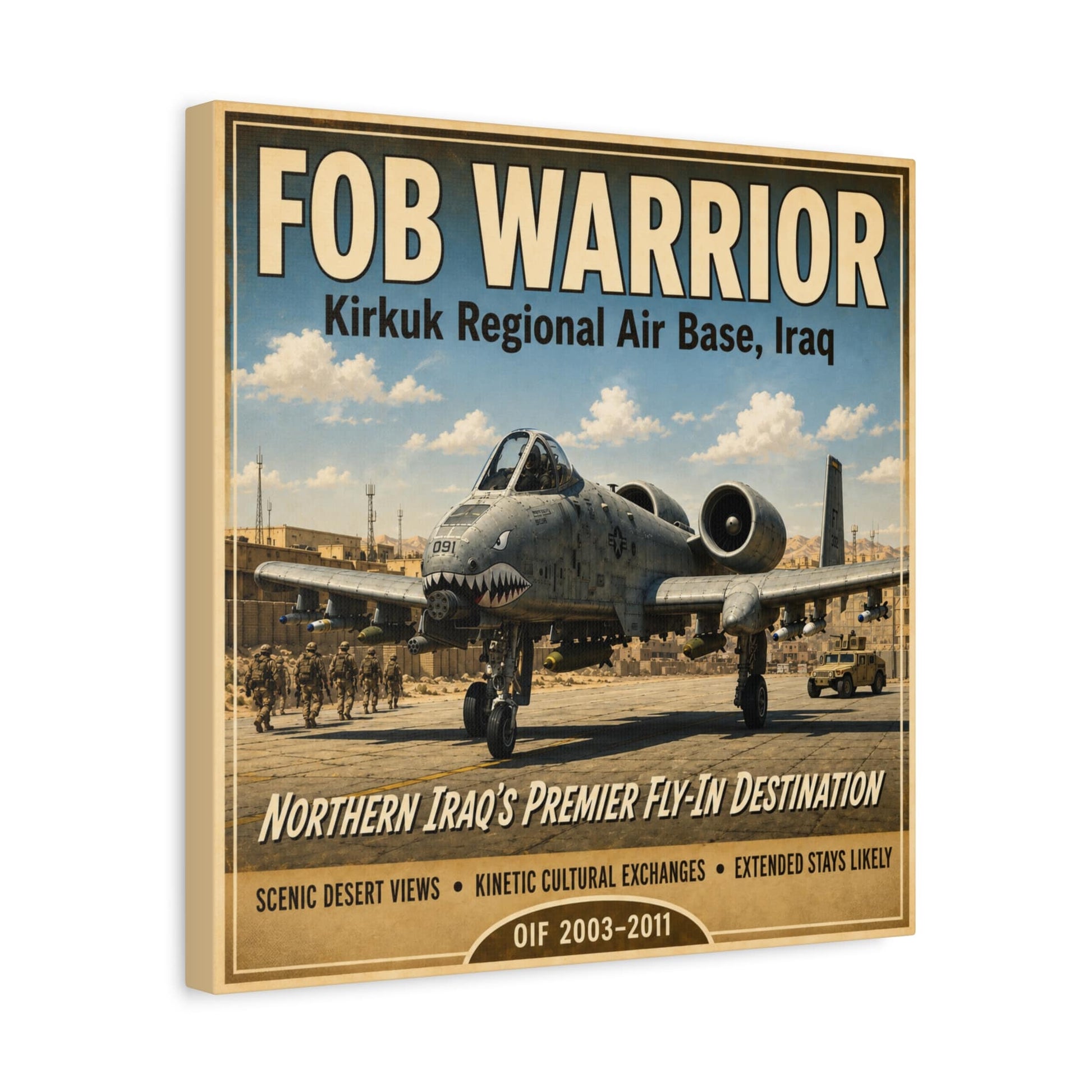 K-Factor Supply Co FOB Warrior (Kirkuk) Travel Canvas Wall Art