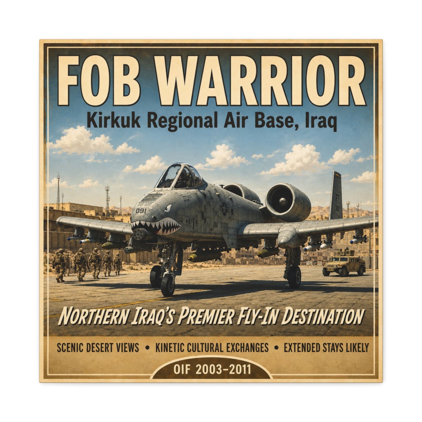 K-Factor Supply Co FOB Warrior (Kirkuk) Travel Canvas Wall Art 24″ x 24″ / 1.25"