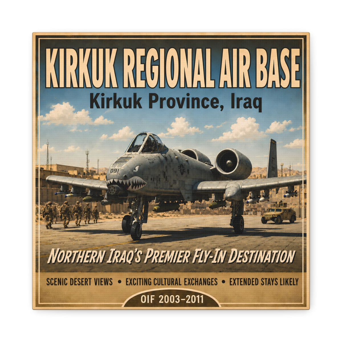 K-Factor Supply Co Kirkuk (KRAB) Travel Canvas Wall Art 12″ x 12″ / 1.25"
