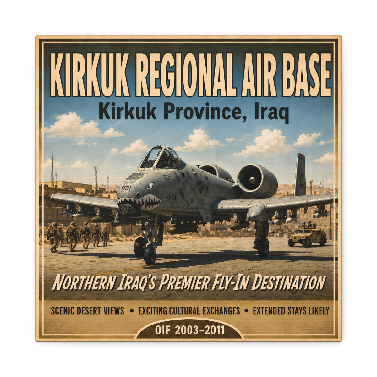 K-Factor Supply Co Kirkuk (KRAB) Travel Canvas Wall Art 16″ x 16″ / 1.25"