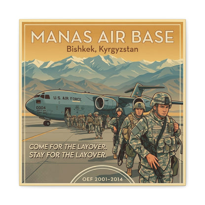 K-Factor Supply Co Manas Layover Travel Canvas Wall Art 16″ x 16″