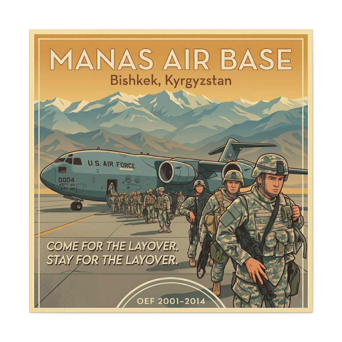 K-Factor Supply Co Manas Layover Travel Canvas Wall Art 36" x 36"
