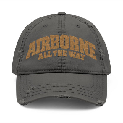 K-Factor Supply Co Airborne ATW Distressed Ball Cap Charcoal Grey / One size