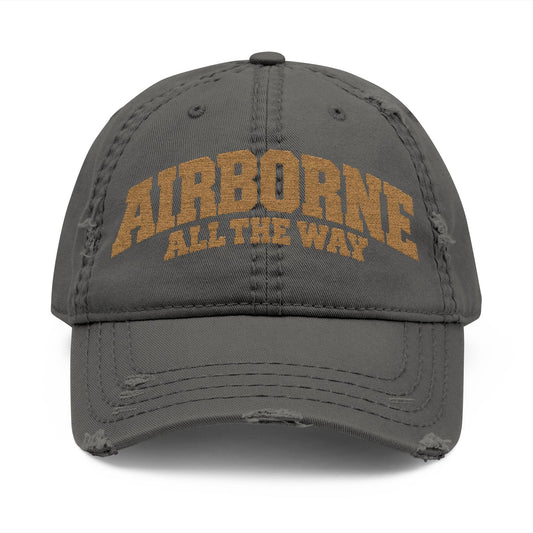 K-Factor Supply Co Airborne ATW Distressed Ball Cap Charcoal Grey / One size