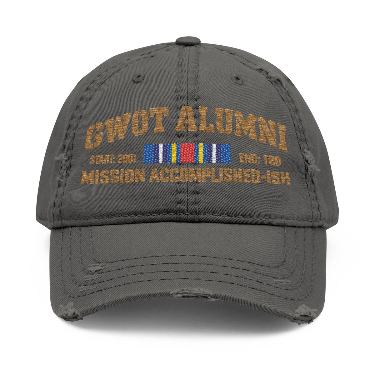 K-Factor Supply Co GWOT Alumni Mk 2 Mod 1 (GWOT-E) Distressed Ball Cap Charcoal Grey / One size