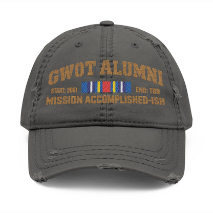 K-Factor Supply Co GWOT Alumni Mk 2 Mod 1 (GWOT-E) Distressed Ball Cap Charcoal Grey / One size