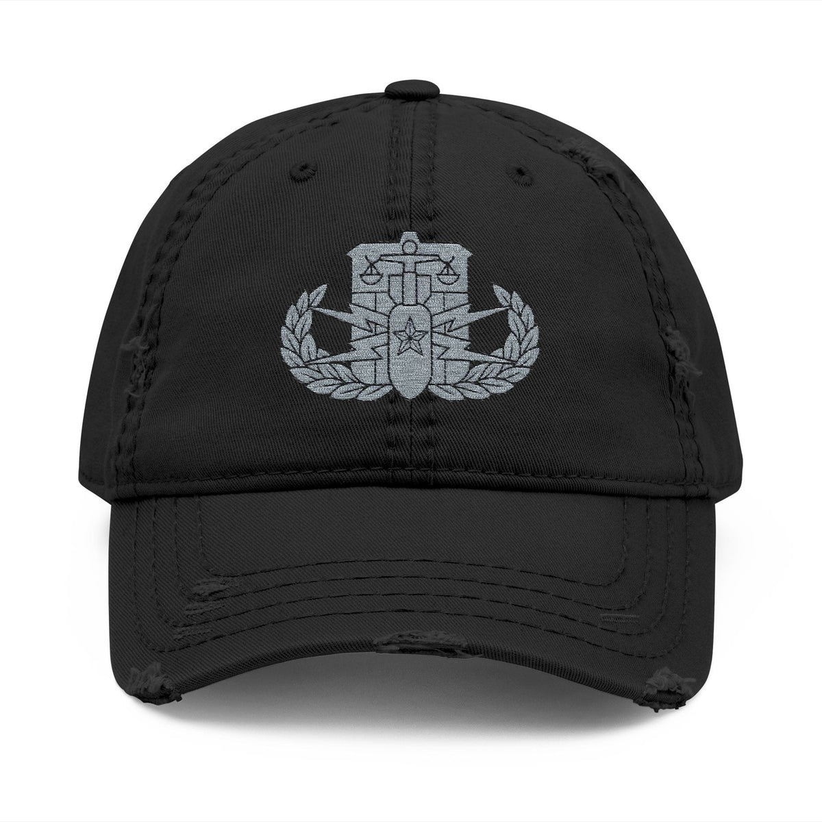 K-Factor Supply Co HDS-PSBT Senior Badge Distressed Ball Cap Black / One size