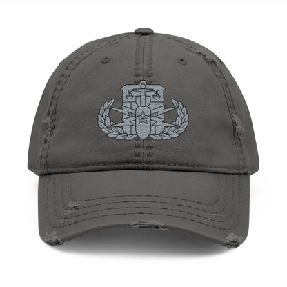 K-Factor Supply Co HDS-PSBT Senior Badge Distressed Ball Cap Charcoal Grey / One size