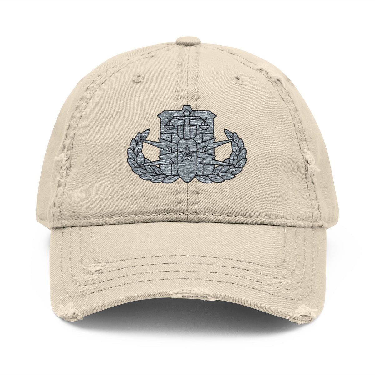 K-Factor Supply Co HDS-PSBT Senior Badge Distressed Ball Cap Khaki / One size