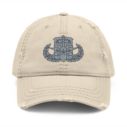 K-Factor Supply Co HDS-PSBT Senior Badge Distressed Ball Cap Khaki / One size