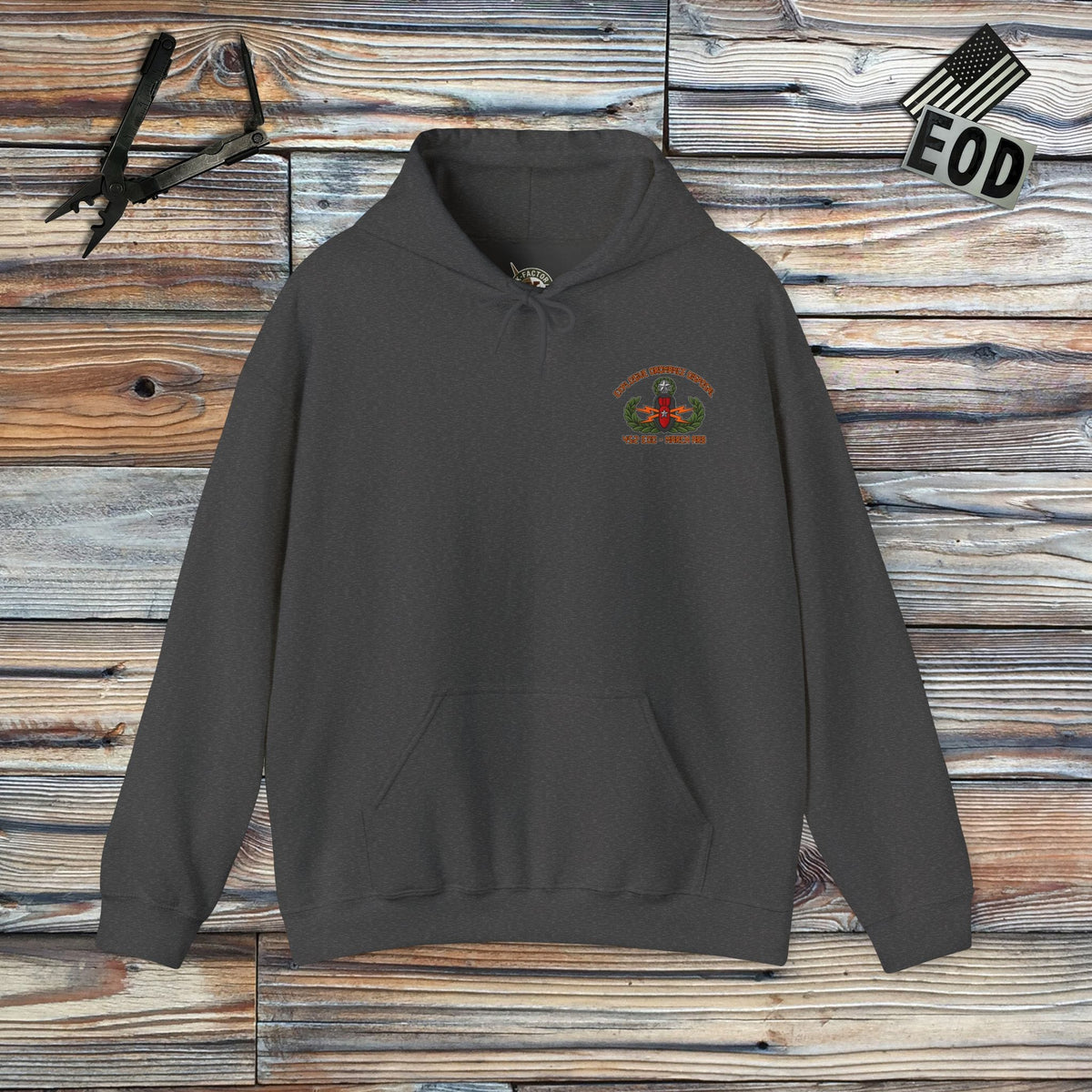 K-Factor Supply Co 452 EOD "Trash Panda” Hoodie Dark Heather / S