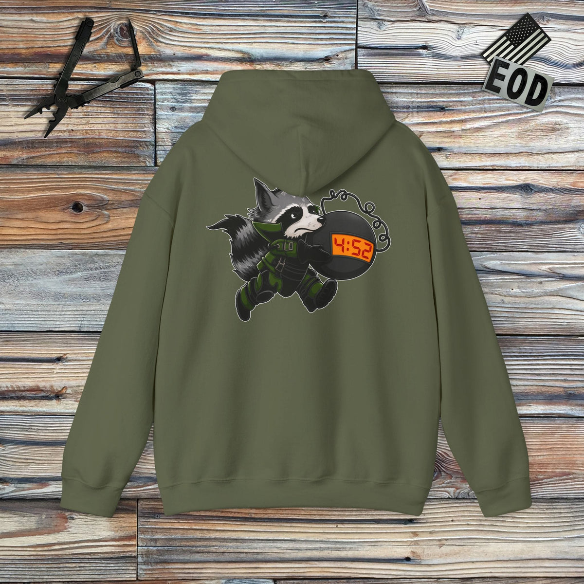 K-Factor Supply Co 452 EOD "Trash Panda” Hoodie Military Green / S