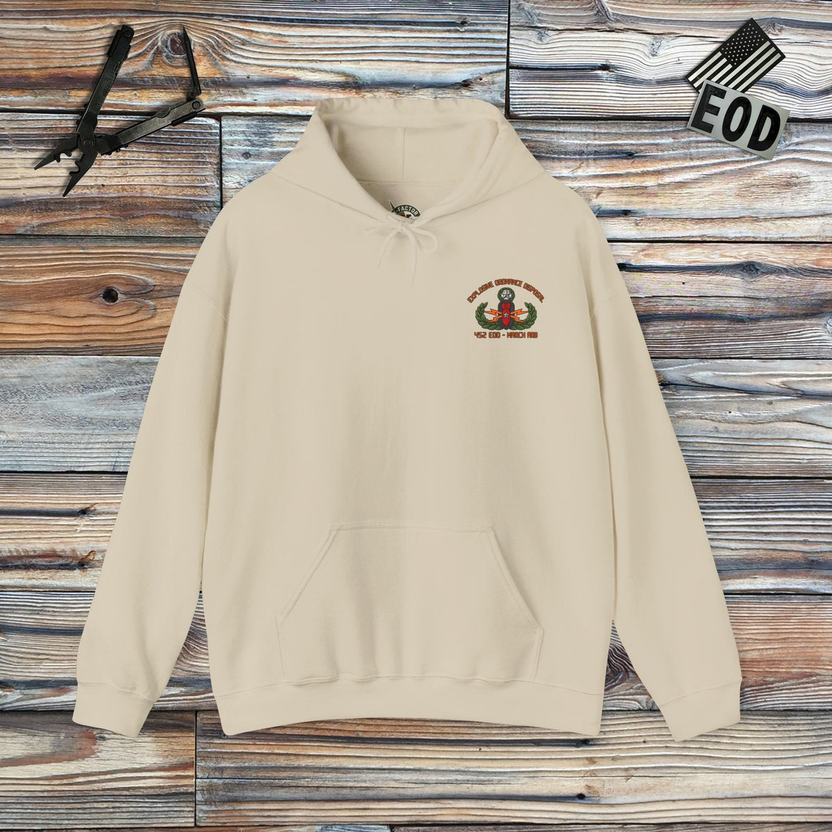 K-Factor Supply Co 452 EOD "Trash Panda” Hoodie Sand / S