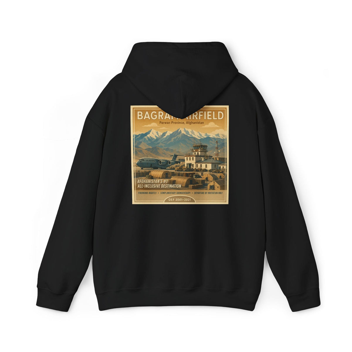K-Factor Supply Co Bagram Travel (Back Print) Hoodie Black / S