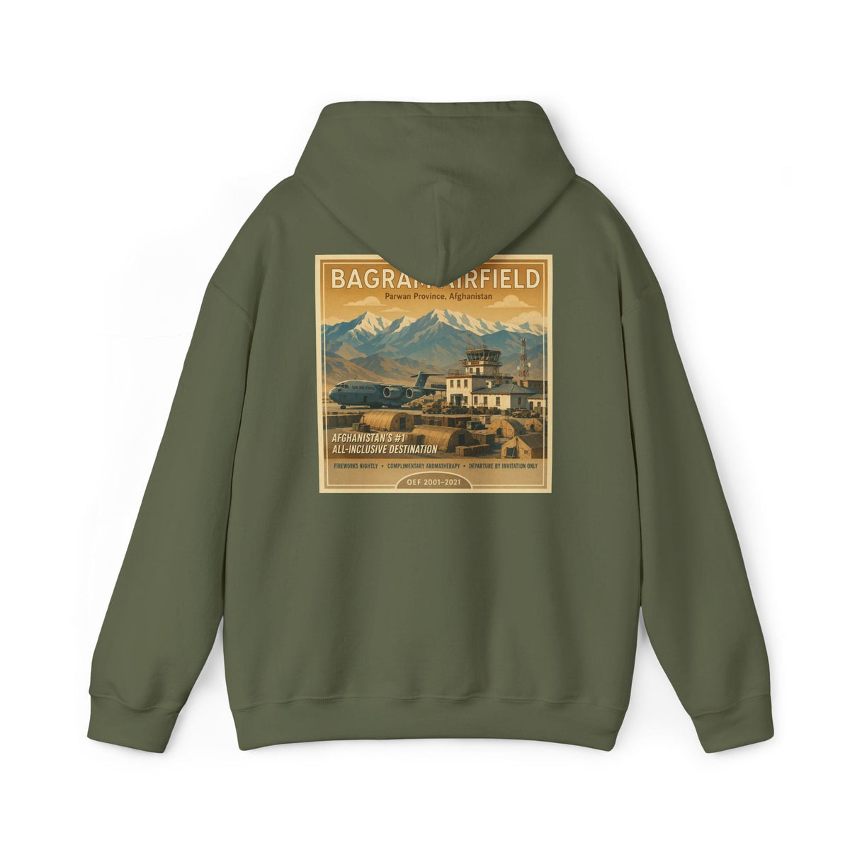 K-Factor Supply Co Bagram Travel (Back Print) Hoodie Military Green / S