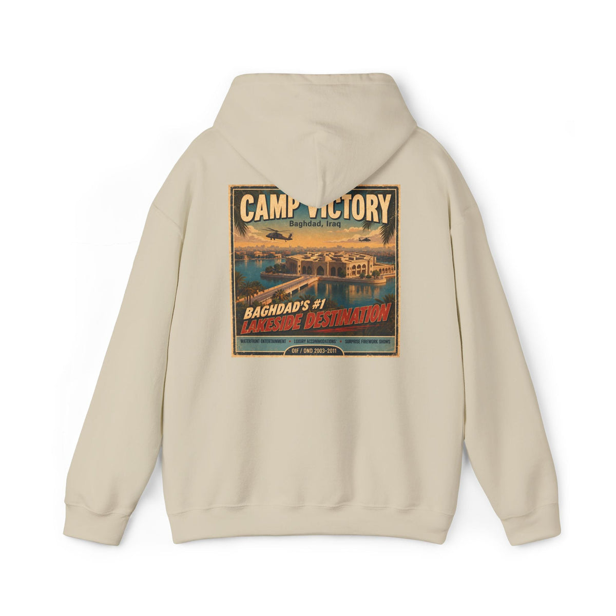 K-Factor Supply Co Camp Victory Travel (Back Print) Hoodie Sand / S