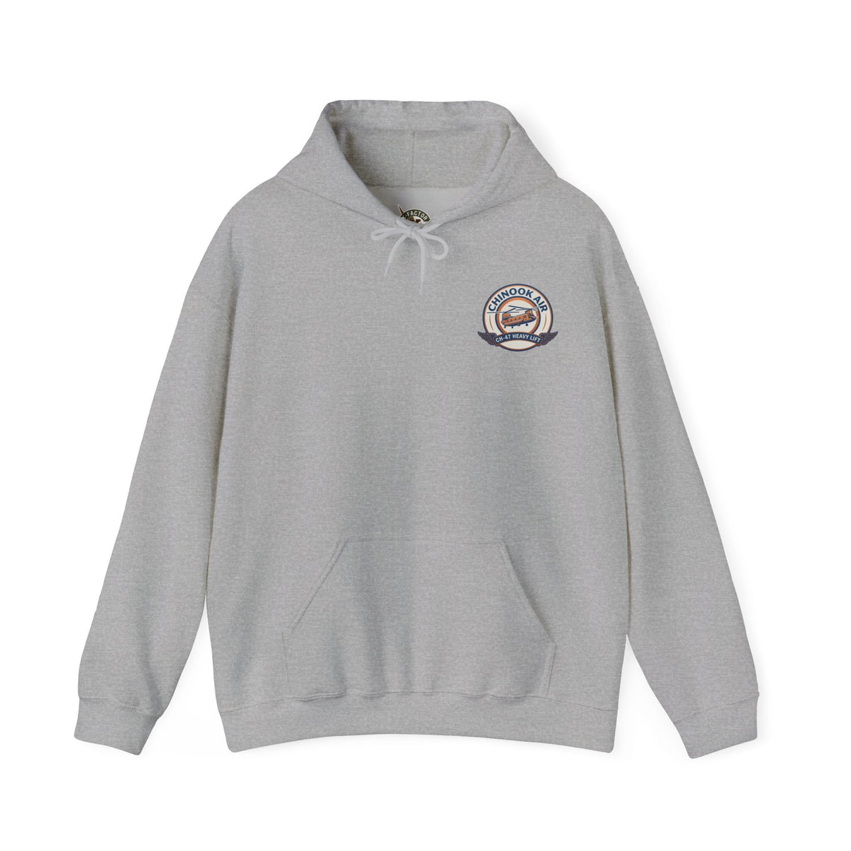 K-Factor Supply Co Chinook Air - Iraq (Back Print) Hoodie Sport Grey / S