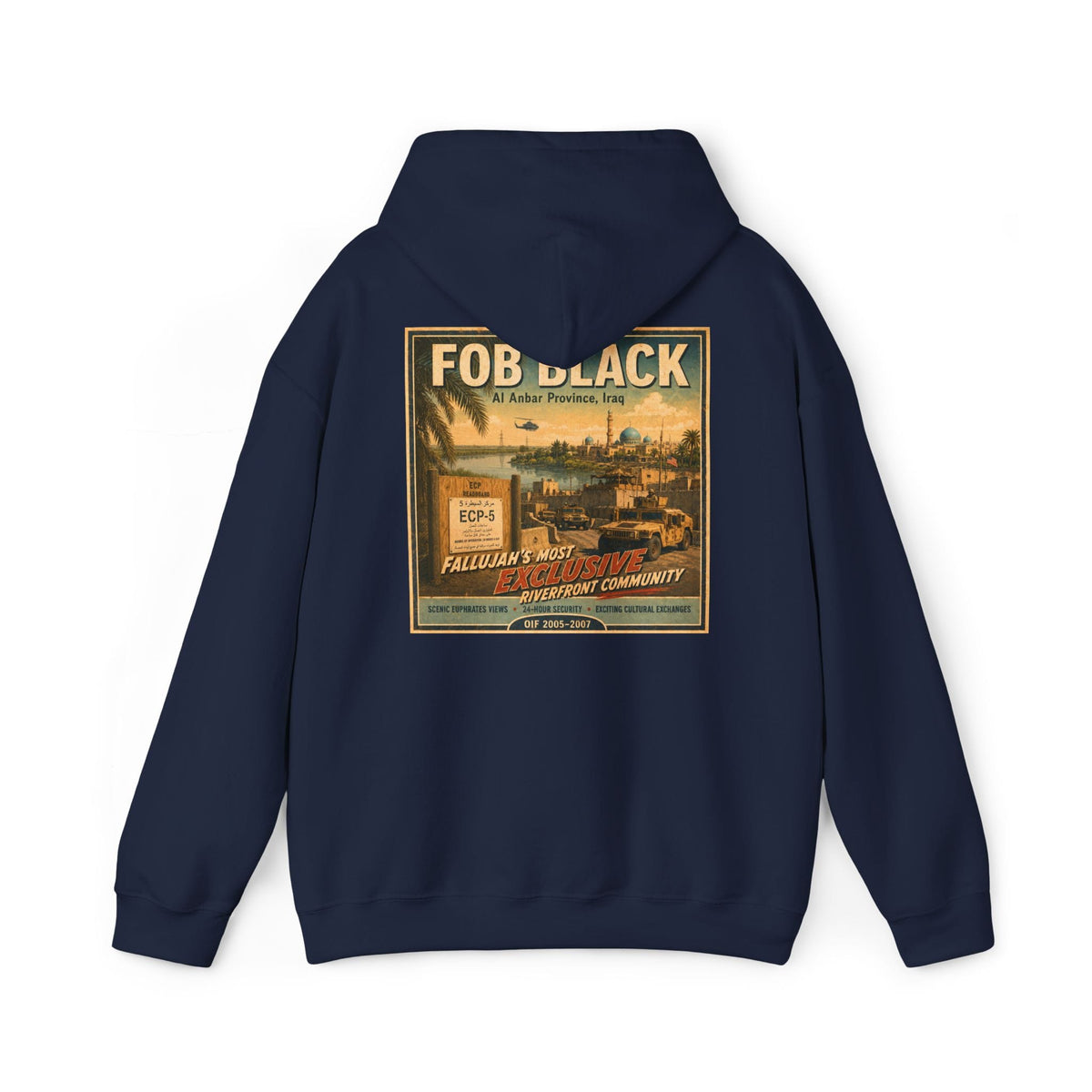K-Factor Supply Co FOB Black Travel (Back Print) Hoodie