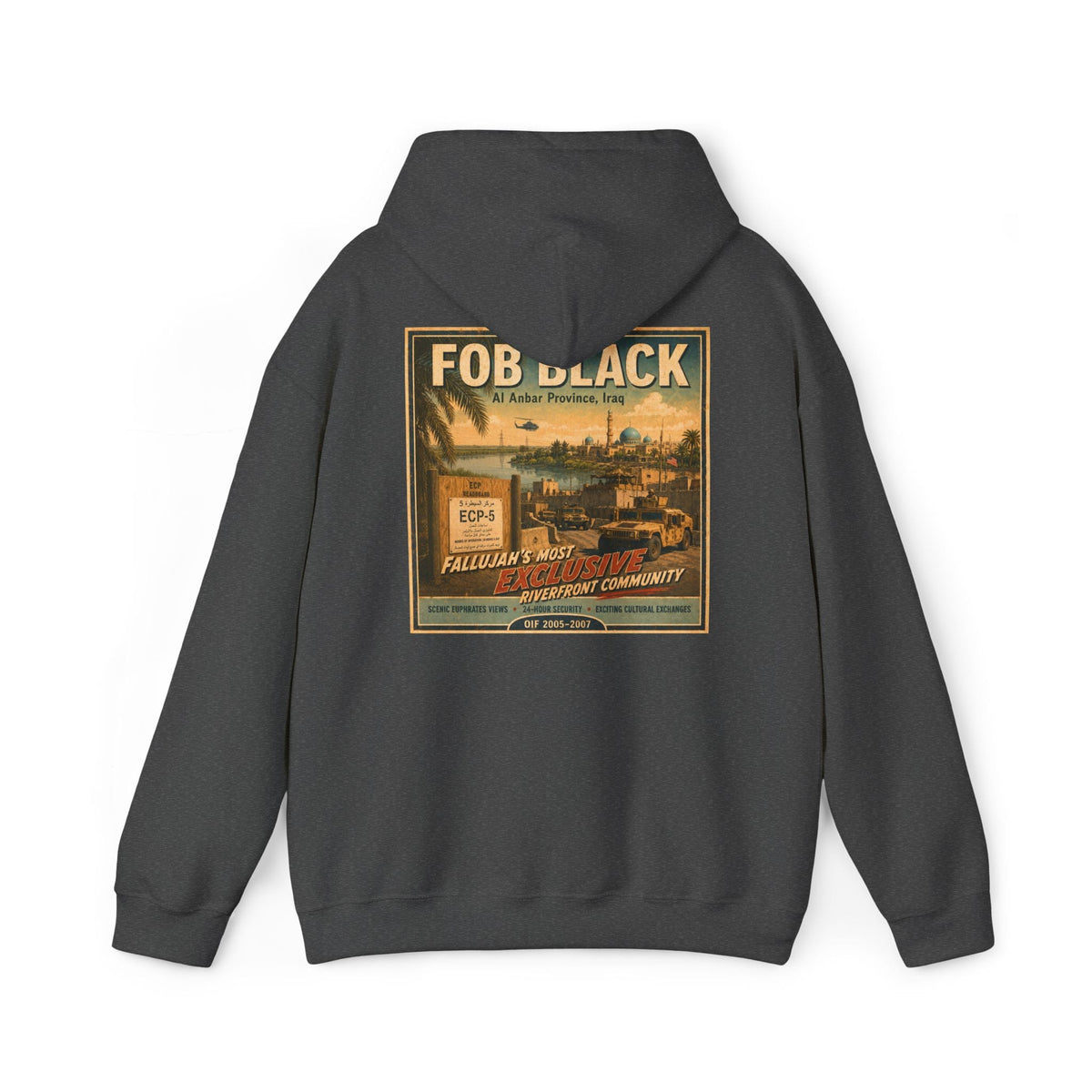K-Factor Supply Co FOB Black Travel (Back Print) Hoodie