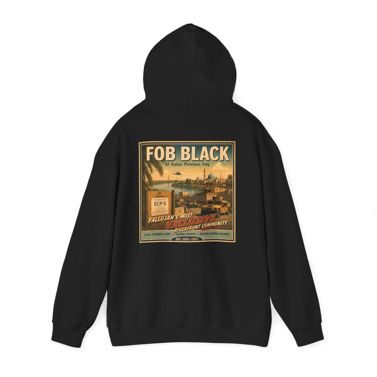 K-Factor Supply Co FOB Black Travel (Back Print) Hoodie