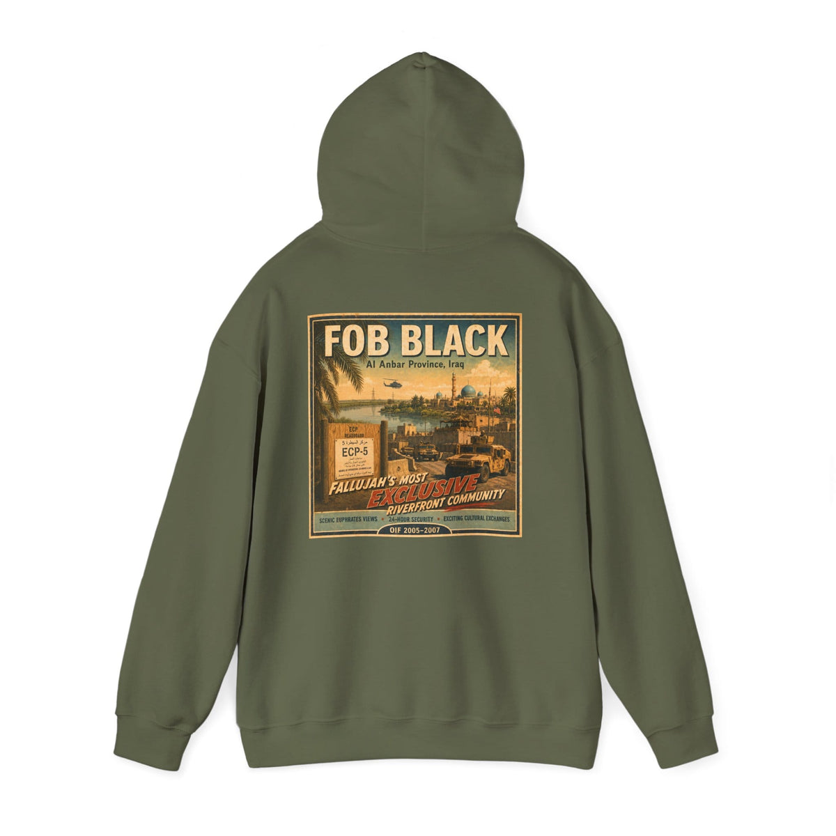 K-Factor Supply Co FOB Black Travel (Back Print) Hoodie
