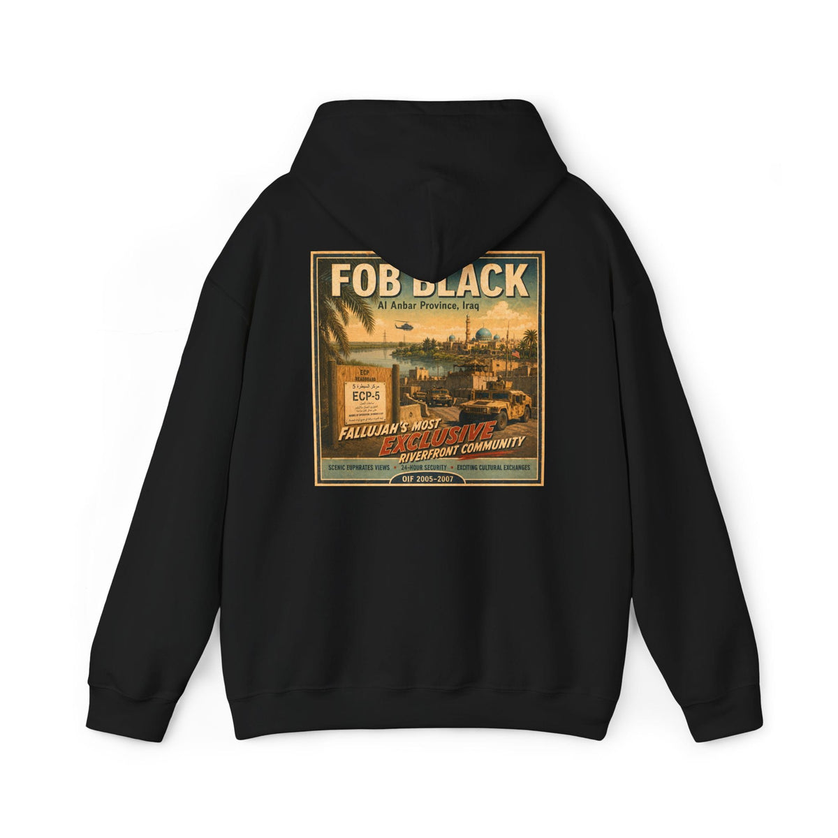 K-Factor Supply Co FOB Black Travel (Back Print) Hoodie