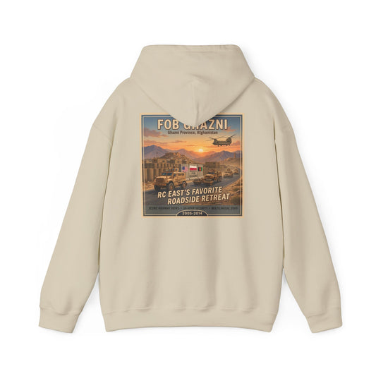 K-Factor Supply Co FOB Ghazni Travel (Back Print) Hoodie Sand / S
