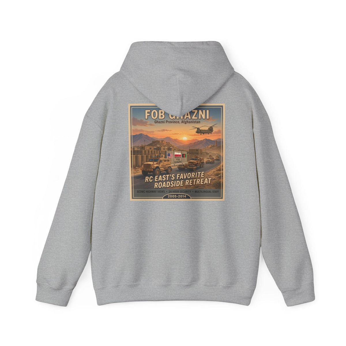 K-Factor Supply Co FOB Ghazni Travel (Back Print) Hoodie Sport Grey / S
