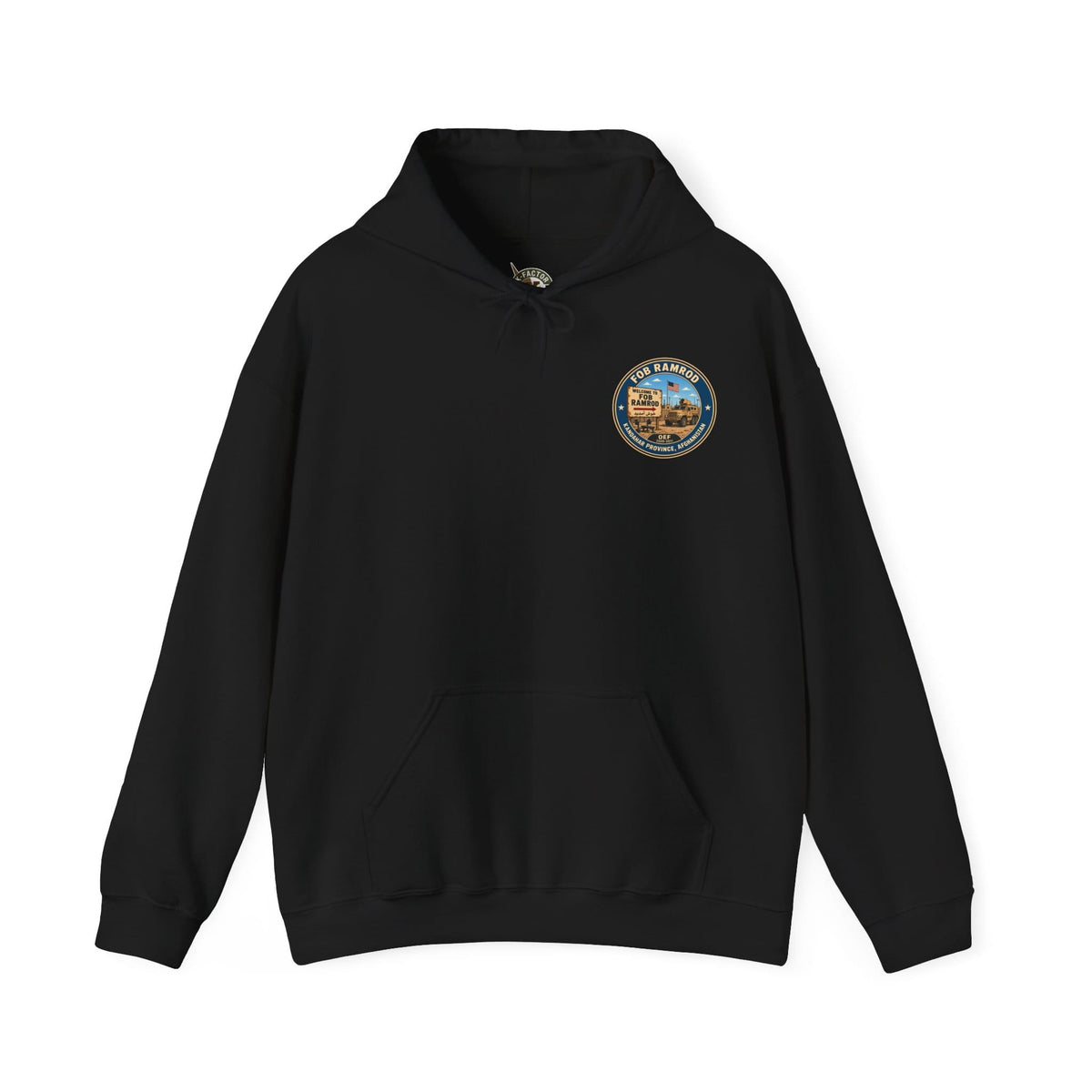 K-Factor Supply Co FOB Ramrod Travel [Back Print] Hoodie Black / S