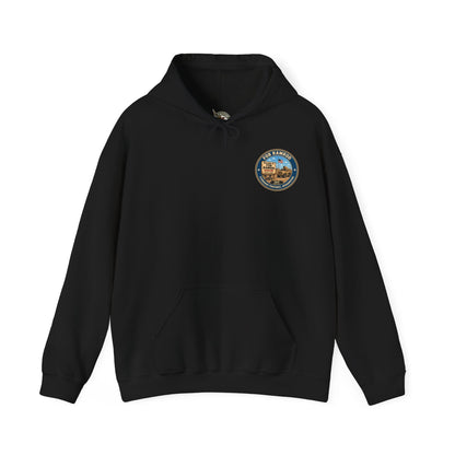 K-Factor Supply Co FOB Ramrod Travel [Back Print] Hoodie Black / S