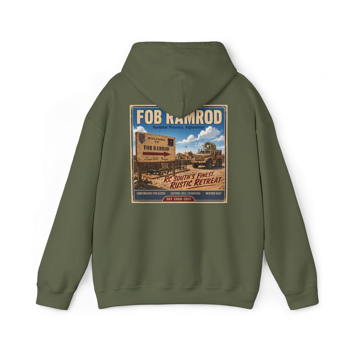 K-Factor Supply Co FOB Ramrod Travel [Back Print] Hoodie Military Green / S