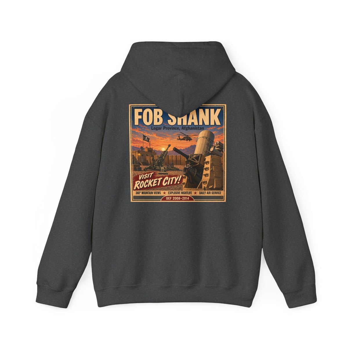 K-Factor Supply Co FOB Shank Travel [Back Print] Hoodie Dark Heather / S