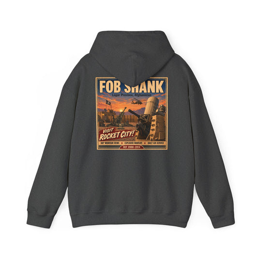 K-Factor Supply Co FOB Shank Travel [Back Print] Hoodie Dark Heather / S
