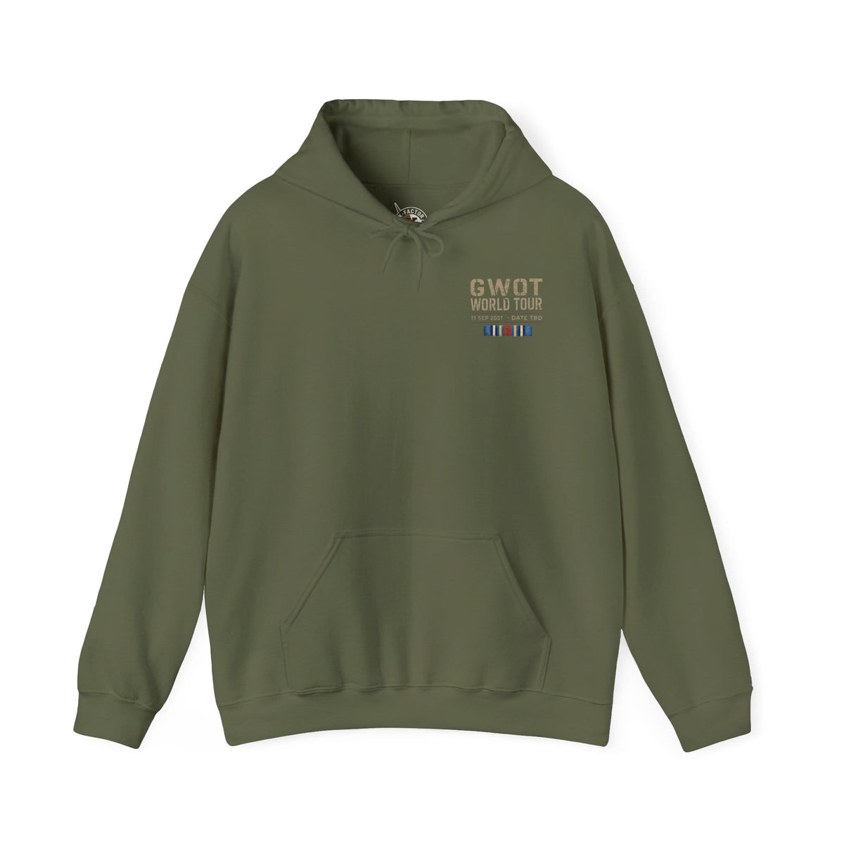 K-Factor Supply Co GWOT World Tour (Back Print) Hoodie Military Green / S