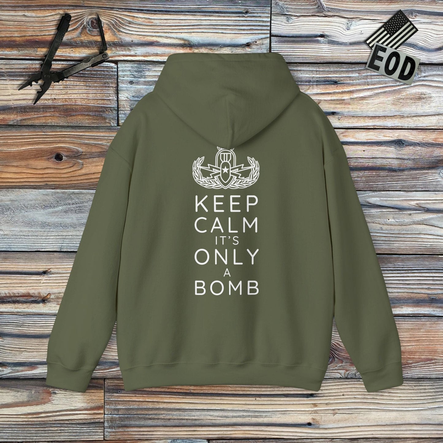 K-Factor Supply Co Keep Calm Hoodie Military Green / S