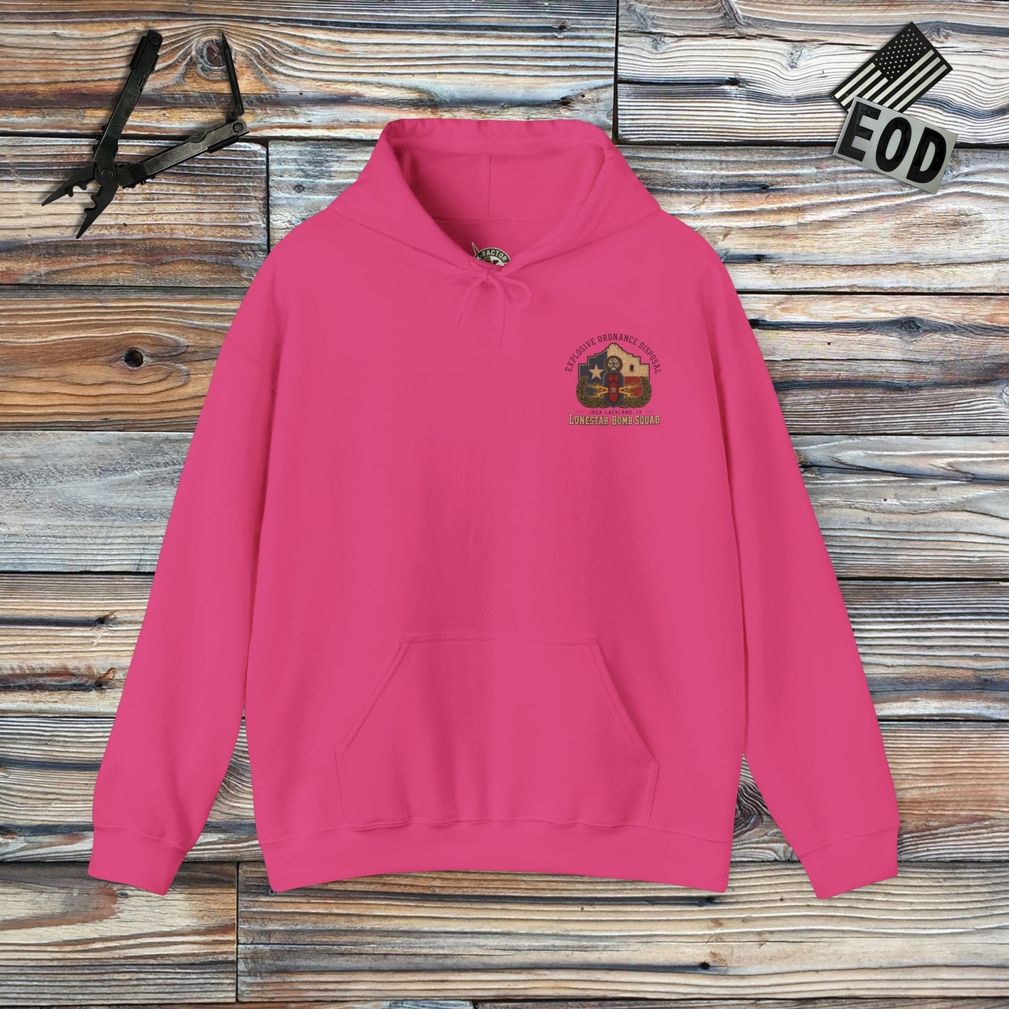 K-Factor Supply Co Lackland EOD "Lonestar Unicorn” Hoodie Heliconia / S