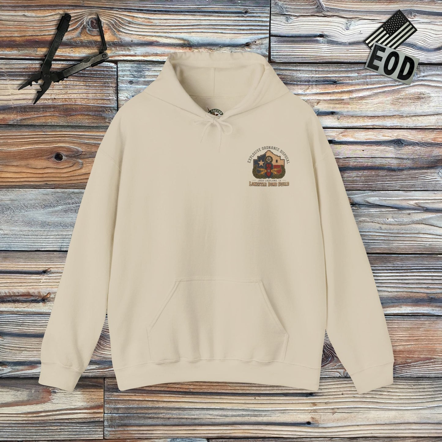 K-Factor Supply Co Lackland EOD "Lonestar Unicorn” Hoodie Sand / S