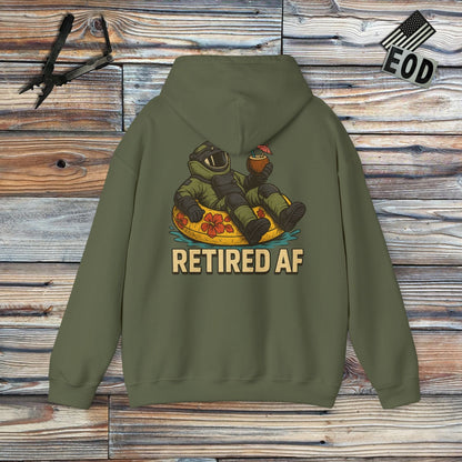 K-Factor Supply Co Retired AF (Back Print) Hoodie Military Green / S