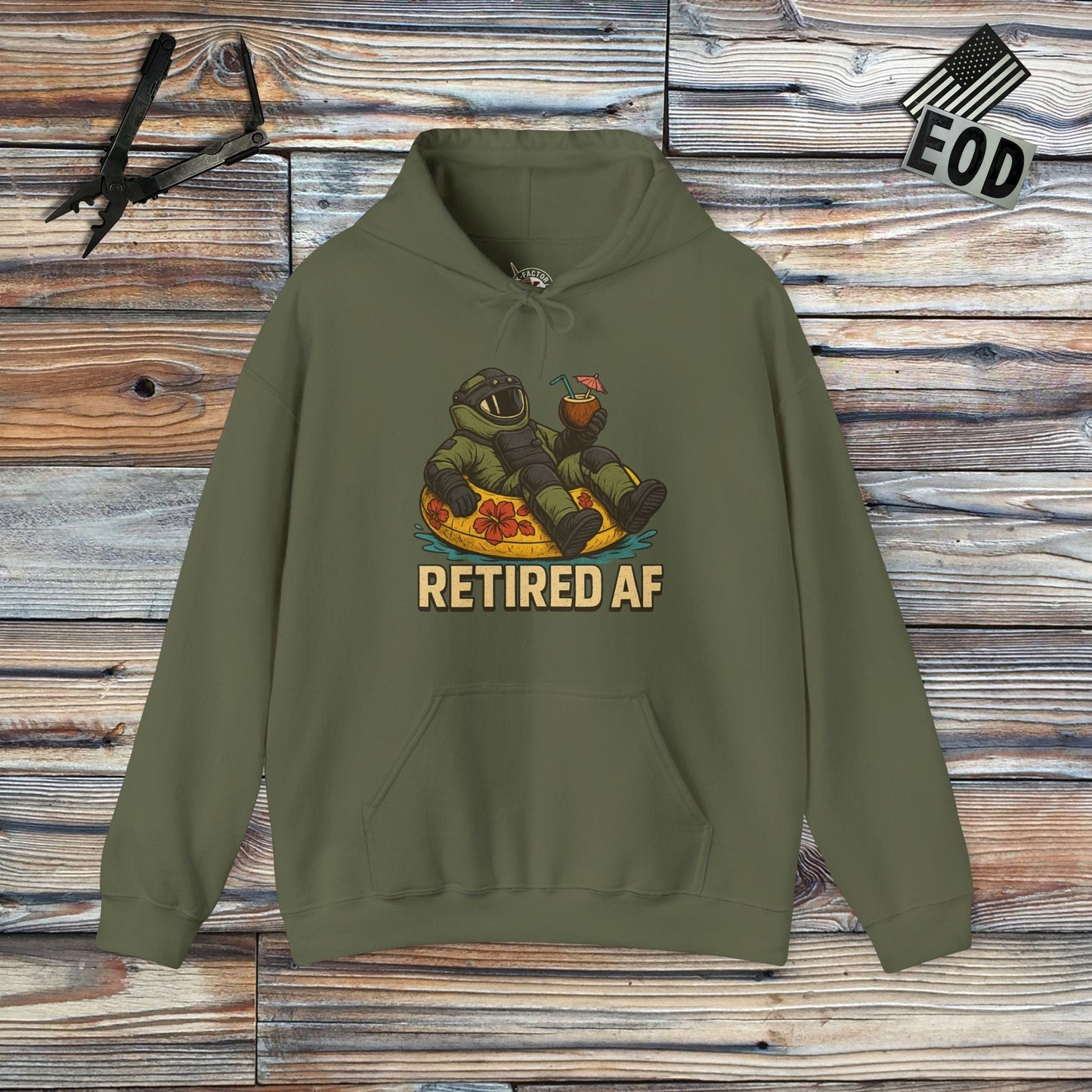 K-Factor Supply Co Retired AF Hoodie Military Green / S