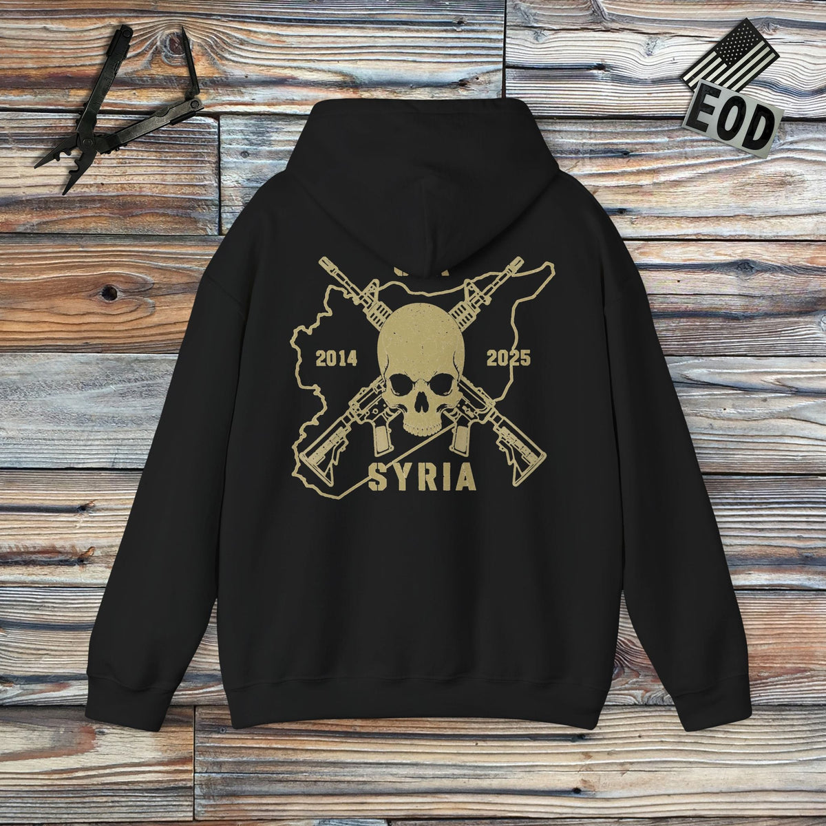 K-Factor Supply Co Skull & Carbines - OIR (Syria) [Back Print] Hoodie Black / S