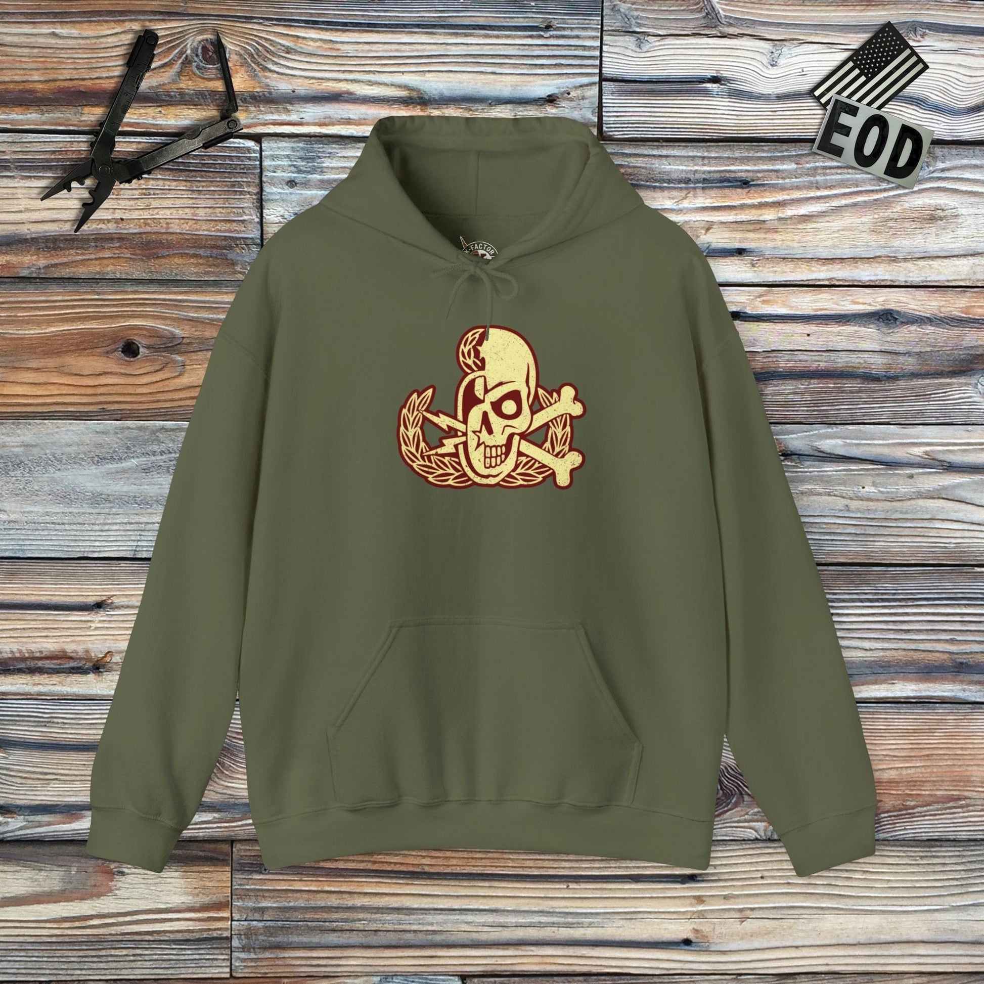 K-Factor Supply Co Skully Crab Hoodie Military Green / S